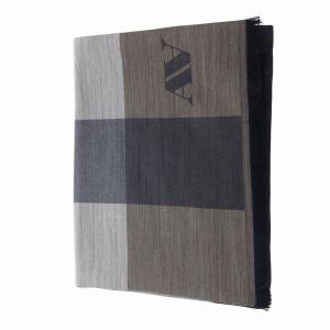 Aquascutum タグ付き ストール マフラー フリンジ ウール シルク混 紺 ネイビー /FF