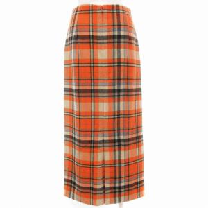 UNITED ARROWS MANTECO チェック タイトスカート アンゴラ混 ロング 38 オレンジ 1524-162-4950