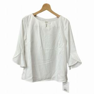 フリルスリーブ パール ブラウス シャツ  白 ホワイト 2 M位 29117840