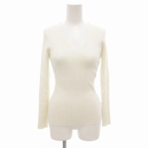 リブニット セーター Vネック 長袖 白 ホワイト /FF