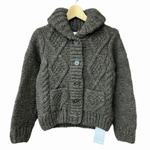ペルー ケーブル ニット カーディガン ショールカラー 茶 ブラウン Free