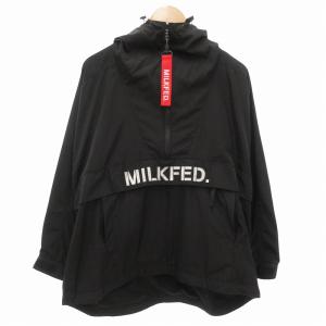 アノラックパーカー ブルゾン プルオーバー ハーフジップ ロゴプリント S 黒 ブラック /FF