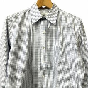 Brooks Brothers チェックシャツ 長袖 白 青 ホワイト ブルー BB1 M位