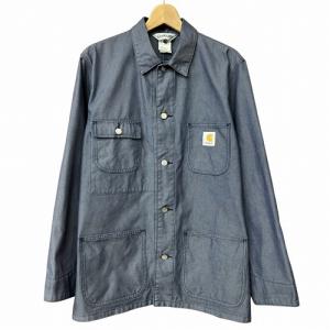 シャンブレーデニム カバーオール ジャケット 紺 ネイビー L