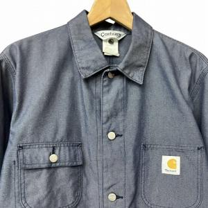 Carhartt シャンブレーデニム カバーオール ジャケット 紺 ネイビー L