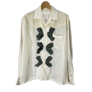 VIRILIS ビリリース キュプラ ジャガード シャツ 長袖 44 アイボリー TV22-FJ323