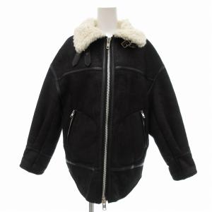 B-3 ムートンフライトジャケット ブルゾン ボマー フェイクレザー ボア O 黒 ブラック /JS