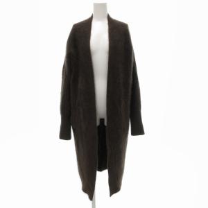 カーディガン ラクーンファー 起毛 ロング丈 F 茶 ブラウン /JS