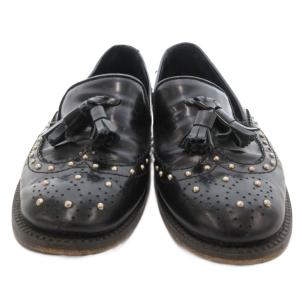DIEGO BELLINI タッセルローファー スタッズ パンチング レザー 38 黒 ブラック /JS