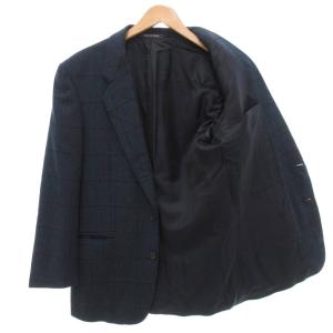 GIANFRANCO FERRE テーラードジャケット ブレザー ツイード チェック カシミヤ混 46 紺 ネイビー /JS