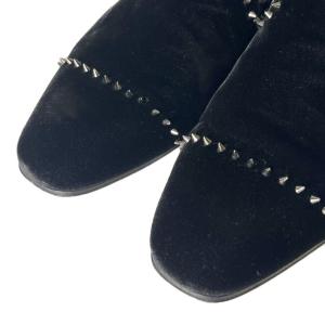 Christian Louboutin ベルベット ローファー スタッズ 40 黒 ブラック