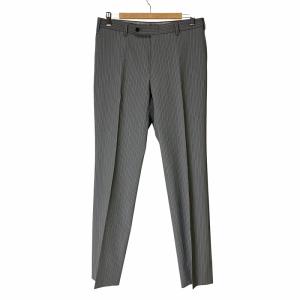 ウール センタープレス ストライプ スラックス テーパード パンツ A6 グレー 11-07-5111
