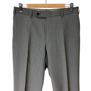 NEWYORKER ウール センタープレス ストライプ スラックス テーパード パンツ A6 グレー 11-07-5111