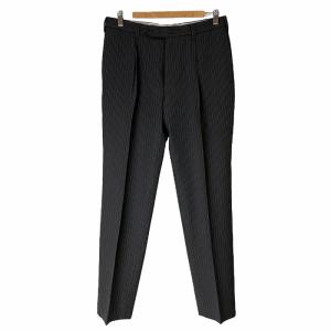 センタープレス ウール ストライプ スラックス テーパードパンツ A6 黒 ブラック 11-09-3108