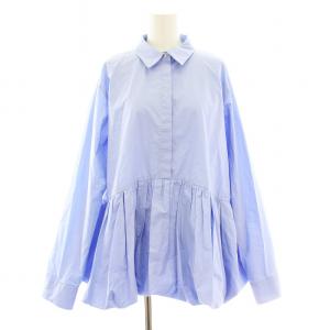 24AW シャツ衿バルーンヘムチュニック プルオーバー 長袖 1 青 ブルー  09WFB244182