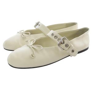 ナプラックレザー バレエ パンプス 5F210E 36.5 アイボリー