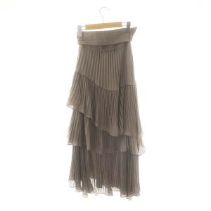 SNIDEL 美品 Sustainaプリントシフォンプリーツティアードスカート ベルト付き SWFS224180 0