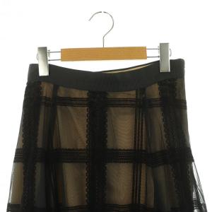 SNIDEL 美品 23AW フロッキーチェックチュールスカート ロング フレア SWFS234268 1 ブラック