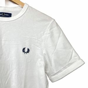 FRED PERRY Ringer T-Shirt Tシャツ カットソー ロゴ刺繍 M3519 S 白 ホワイト