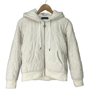 デイジー柄 キルティングジャケット パーカー フーディー 中綿ジャケット M 白 ホワイト 265-604701-030-3