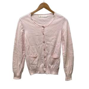 フリル リブ カーディガン ボタン ポケット コットン ピンク A2151KCD225