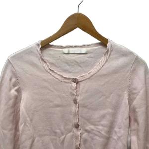 PINK HOUSE フリル リブ カーディガン ボタン ポケット コットン ピンク A2151KCD225