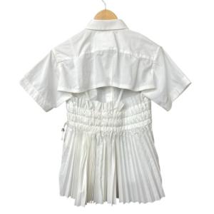 sacai カットアウト プリーツ シャツ ブラウス 半袖 18-03988 1 白 ホワイト