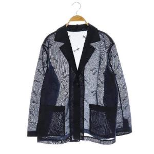 25SS 刺繍オーガンジージャケット テーラード シアー F 紺 ネイビー 25010200801010