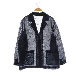 Spick&Span 25SS 刺繍オーガンジージャケット テーラード シアー F 紺 ネイビー 25010200801010