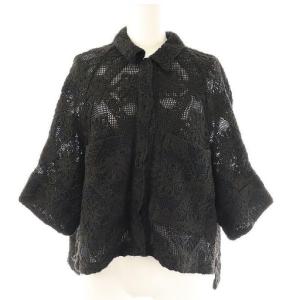 24SS バックタックレースシャツ 36 黒 ブラック /MI OS