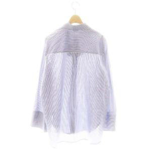 CLANE ROUND SLIT BELL SLEEVE SHIRT シャツ ストライプ チュニック丈 2 青 白