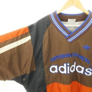adidas 90s ヴィンテージ ピステ ゲームシャツ ナイロンジャケット プルオーバー ロゴ刺繍 トレフォイル 配色