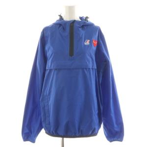 × KWAY アノラック パーカー プルオーバー ハーフジップ ロゴ ハート ナイロン S 青 ブルー