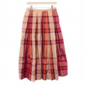 23AW チェックスカート ラメ 38 ピンク 6524-299-1767