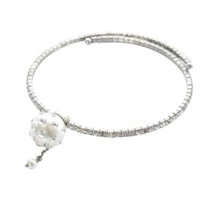 クリスタルチョーカー シルバーカラー ホワイト