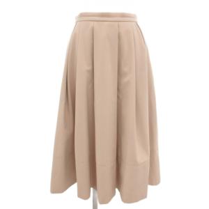 美品 ジョーゼットダブルクロス フレアスカート 38 ベージュ C436-016 /AE