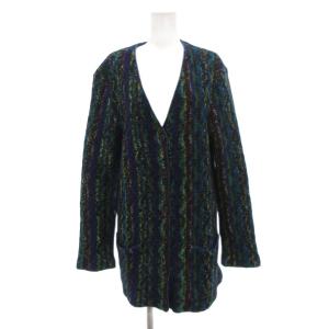 カーディガン ニット ストライプ 総柄 Vネック モヘヤ混 マルチカラー /JS
