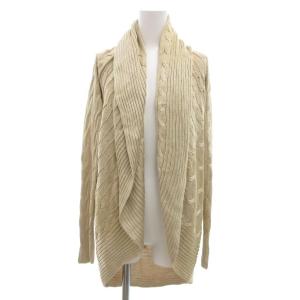 カーディガン ケーブル編み 長袖 絹 シルク S ベージュ /JS