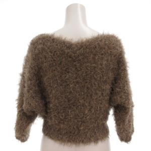 SNIDEL 美品 シャギーニットプルオーバー セーター Vネック 7分袖 F 茶 ブラウン SWNT234025 /AE