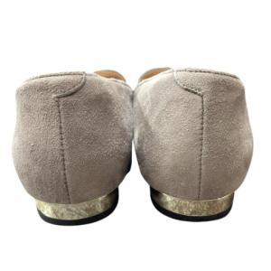 DIANA ビジュー フラットパンプス シューズ スエード ポインテッドトゥ 23.5cm ベージュ