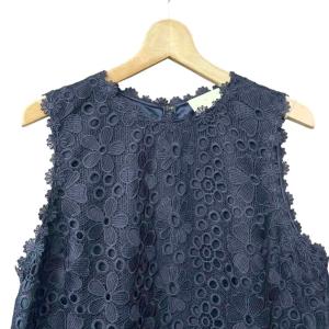 kate spade new york 花柄 総レース ノースリーブ ワンピース ドレス ひざ丈 14 紺 ネイビー