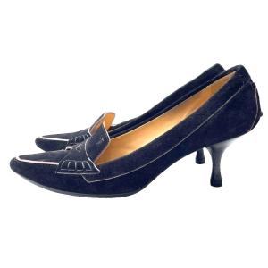 TOD'S スエード パンプス ピンヒール ポインテッドトゥ 36.5 黒 ブラック