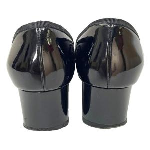 Salvatore Ferragamo My Ferragamo マイフェラガモ  エナメル パンプス ローヒール ロゴプレート 6.5C 黒