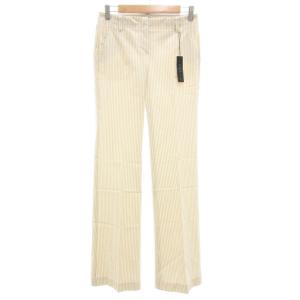 タグ付き フレアパンツ ブールカット XO ベージュ 白 ホワイト ストライプ /GV GY43