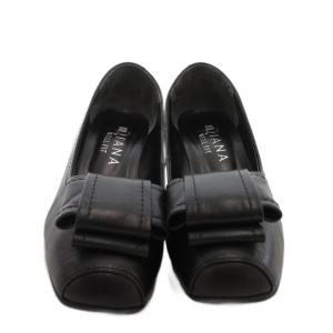 DIANA パンプス ヒール レザー 22 黒 ブラック リボンモチーフ /FF GY43