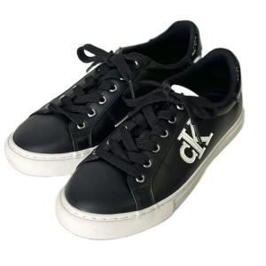 Calvin Klein Calysse ローカットスニーカーシューズ ロゴ 7M 24.0cm 黒 ブラック 白 ホワイト
