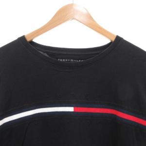TOMMY HILFIGER 長袖 Tシャツ ロンT クルーネック XL 黒 ブラック ロゴ刺繍 /GV GY43