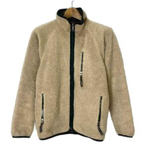 フリースジャケット アウター ボア ジップアップ ラグランスリーブ S ベージュ W7785