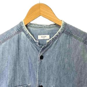 Edition シャツワンピース スタンドカラー 長袖 ロング丈 36 ブルー