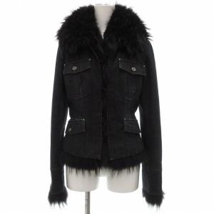 デニムジャケット 毛皮 ラクーンファー付き 中綿 ITL40 黒 ブラック KA109-502-09 /UO